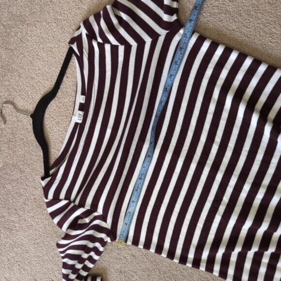 Gap Pima Cotton Nautical Striped Resort Coastal Boatneck Burgundy Dress M - Picture 5 of 8